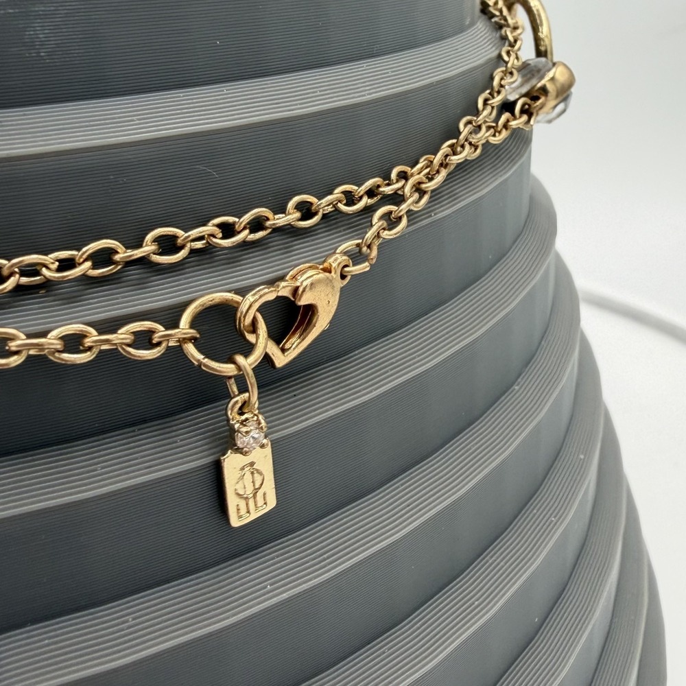 J Lo Gold Tone Black Plum Oval Cabochon Long Station Layering Necklace - Picture 6 of 6